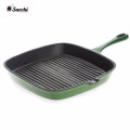 cast iron enamel square grill pan